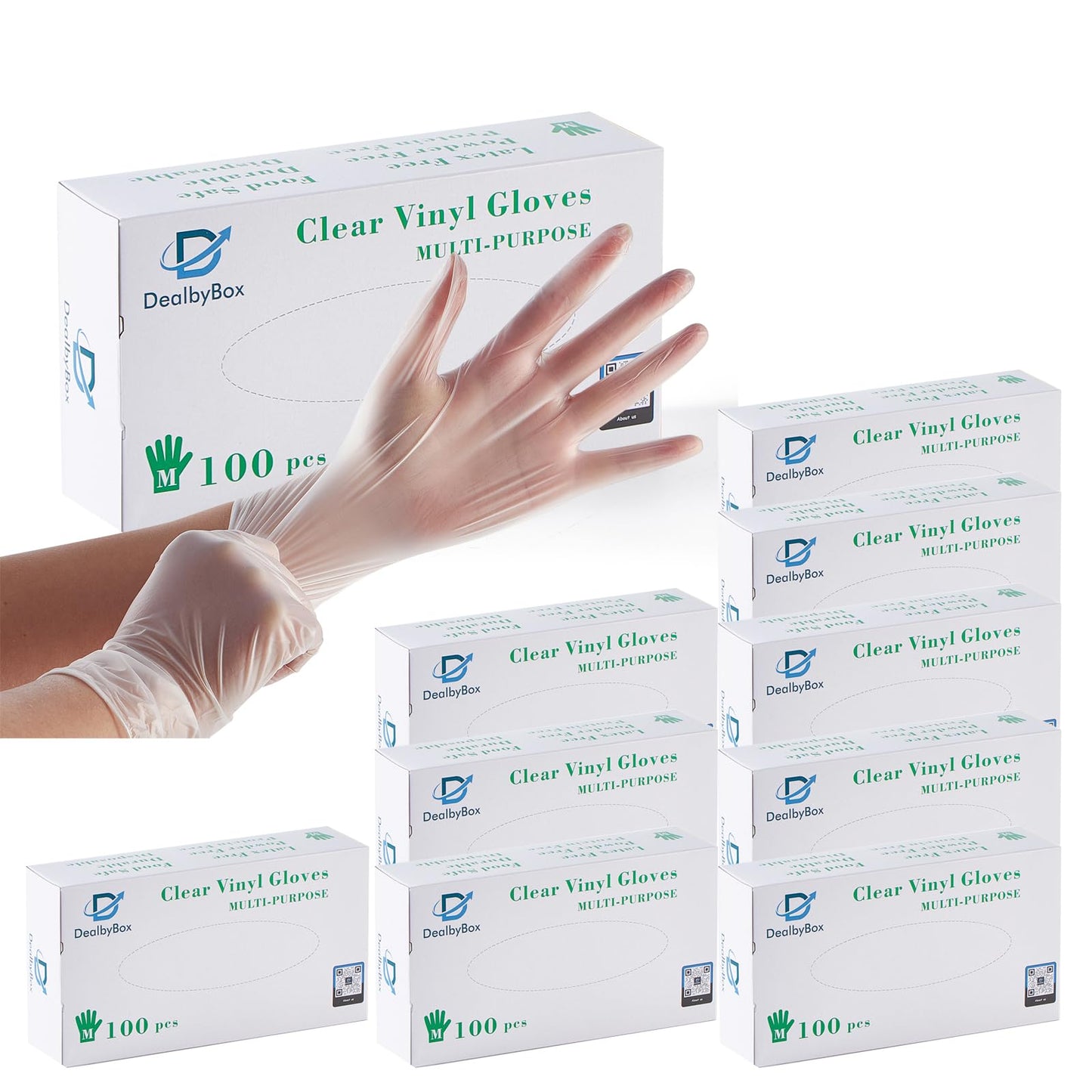 DealbyBox Medium Clear Vinyl Gloves (1000 Count) | Latex-Free & Powder-Free Disposable Gloves | Food Safe PVC Gloves for Cooking, Cleaning & Food