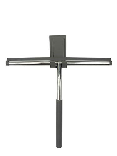 Kanfasphy Shower Squeegee,Stainless Steel Glass Wiper Silicon Blade Squeegee,Bathroom Mirror Cleaner with Hanging Hook