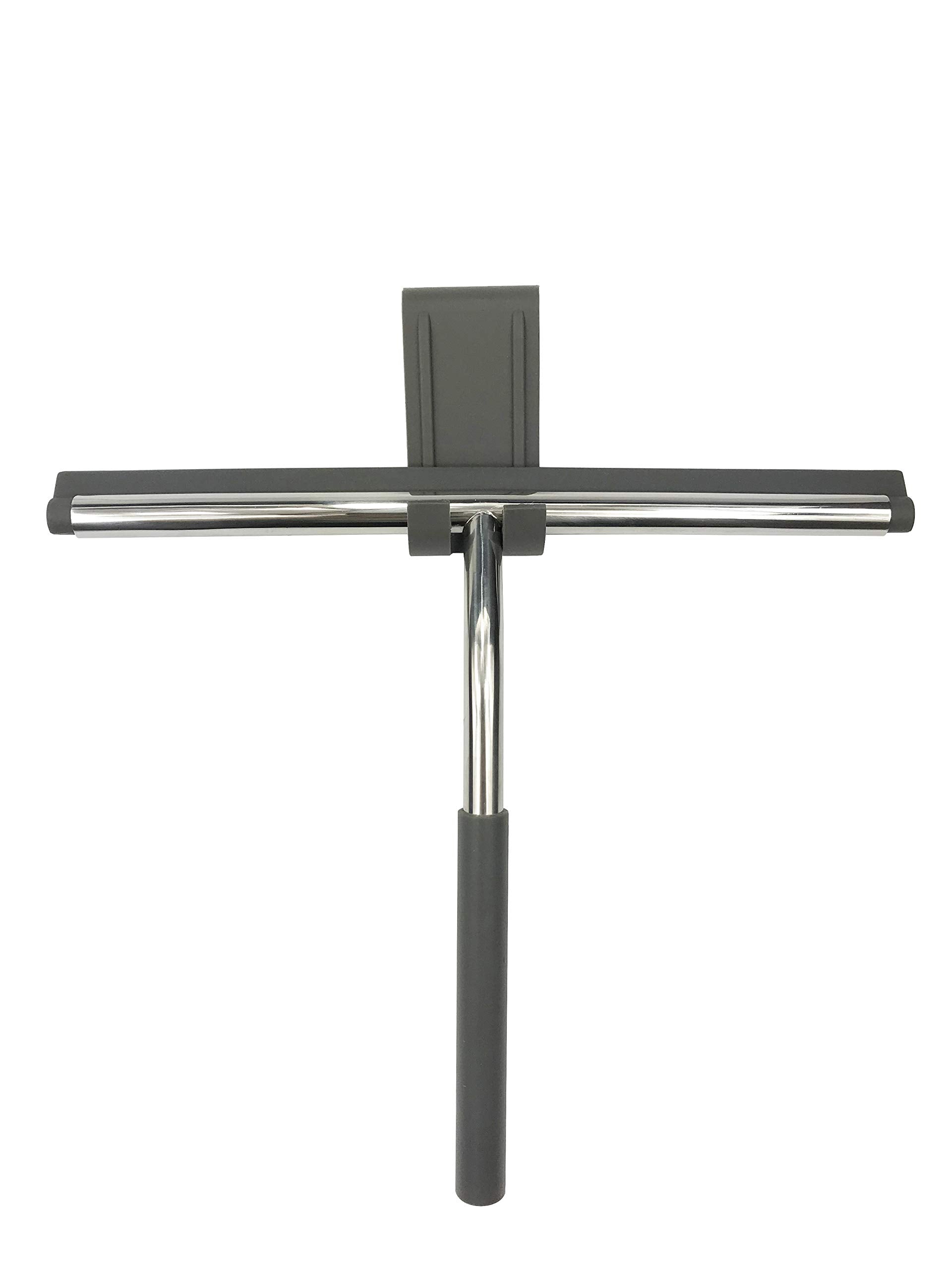 Kanfasphy Shower Squeegee,Stainless Steel Glass Wiper Silicon Blade Squeegee,Bathroom Mirror Cleaner with Hanging Hook