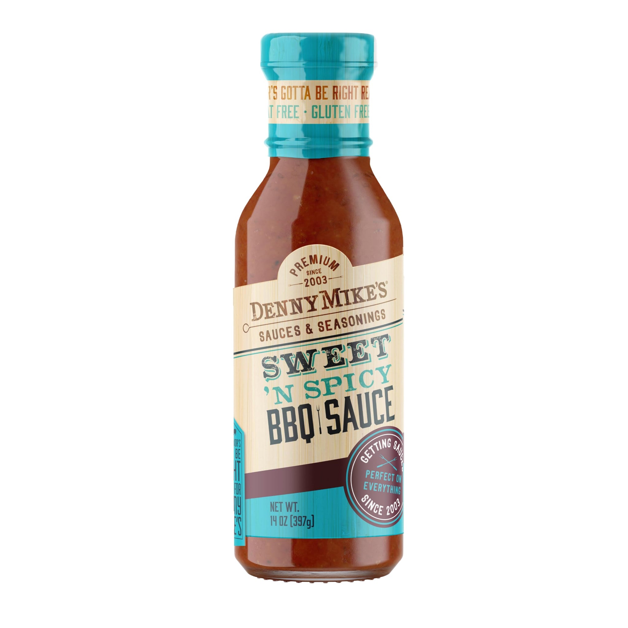 DennyMike's Sweet ’N Spicy Kansas City Style BBQ Sauce - 14 oz - Classic Sweet & Mild Heat Barbecue Sauce