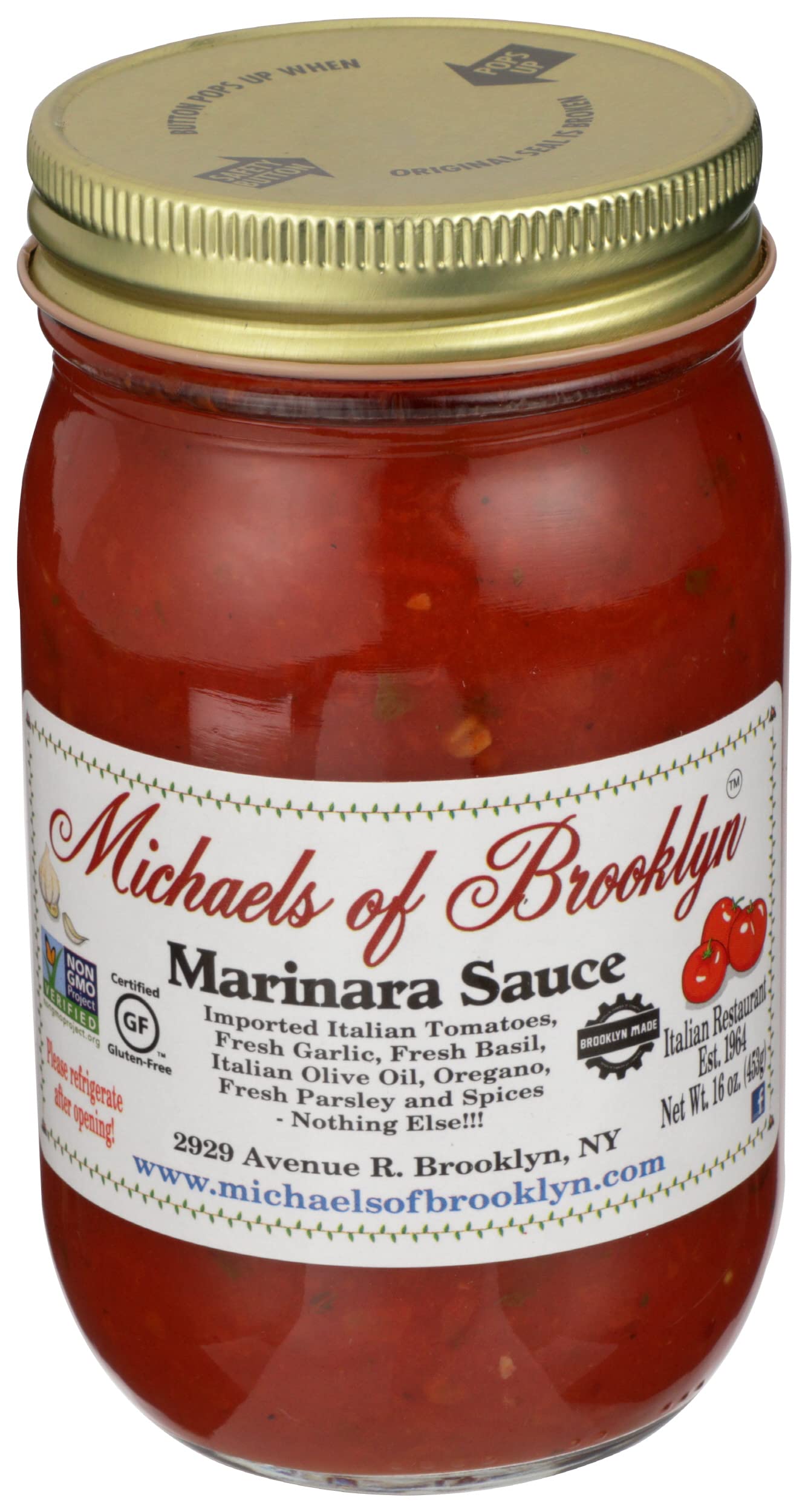 Michaels Of Bro, Michaels Marinara Sauce, 16 Ounce