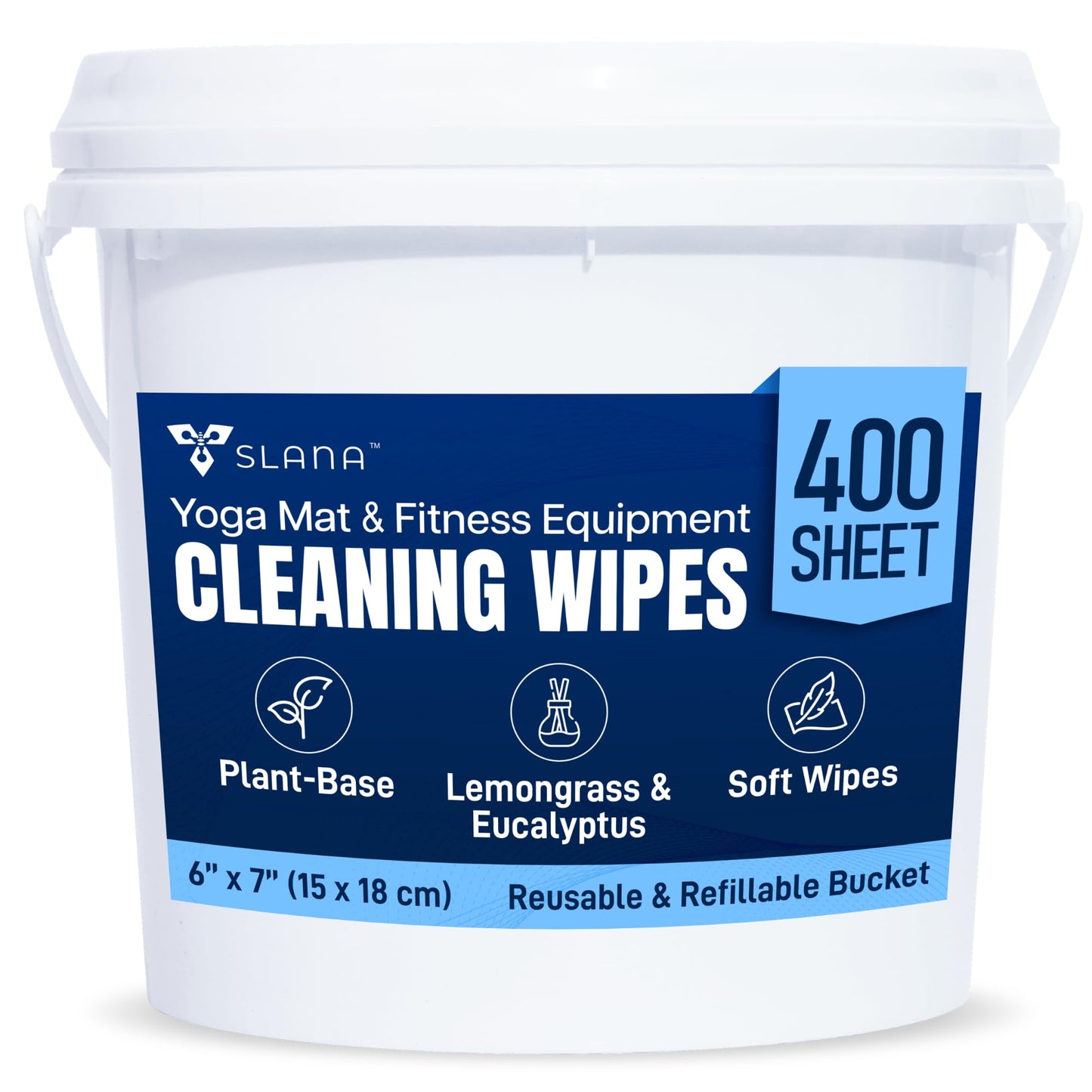 Gym Wipes for Equipment (400 Count) - Large 6"x7" Fitness Equipment Cleaning Wipes & Yoga Mat Cleaner | Plant-Based, Non-Toxic | Safe for Peloton