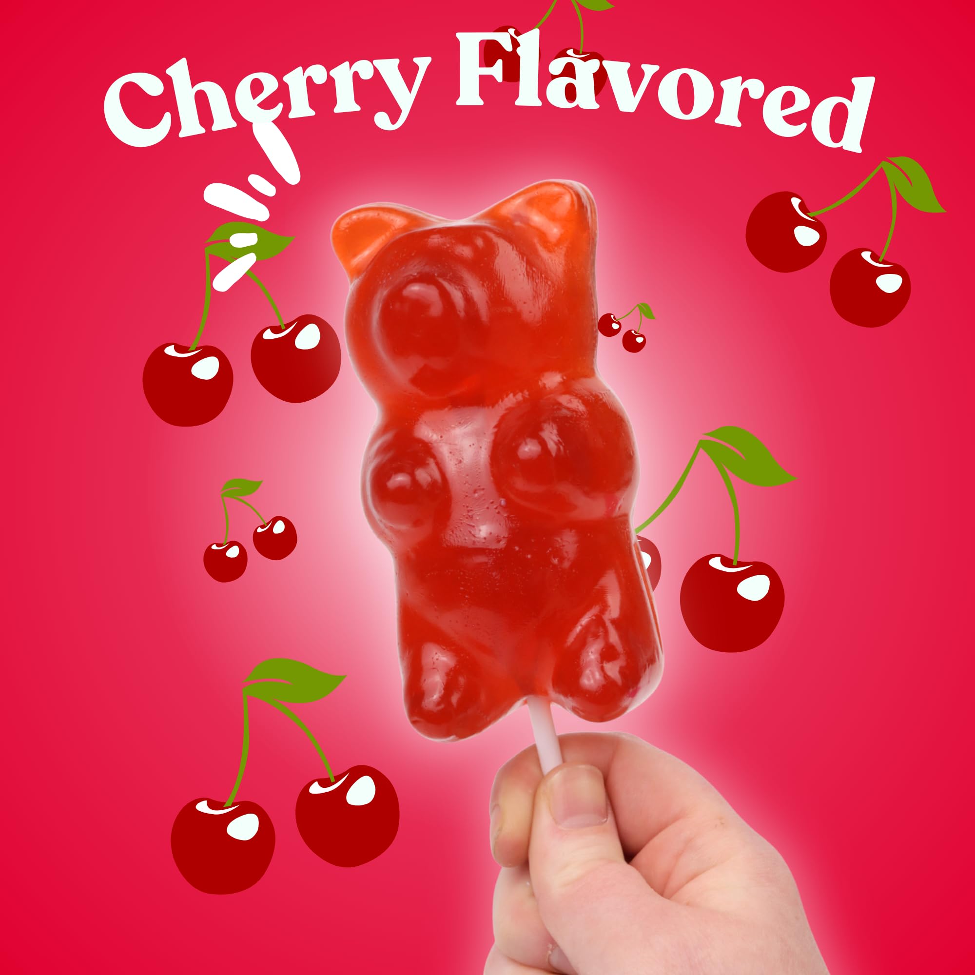 Gigantic Gummy Bear Lollipop, Cherry Flavored Giant Gummi, Great Candy Gift, 8 Ounces