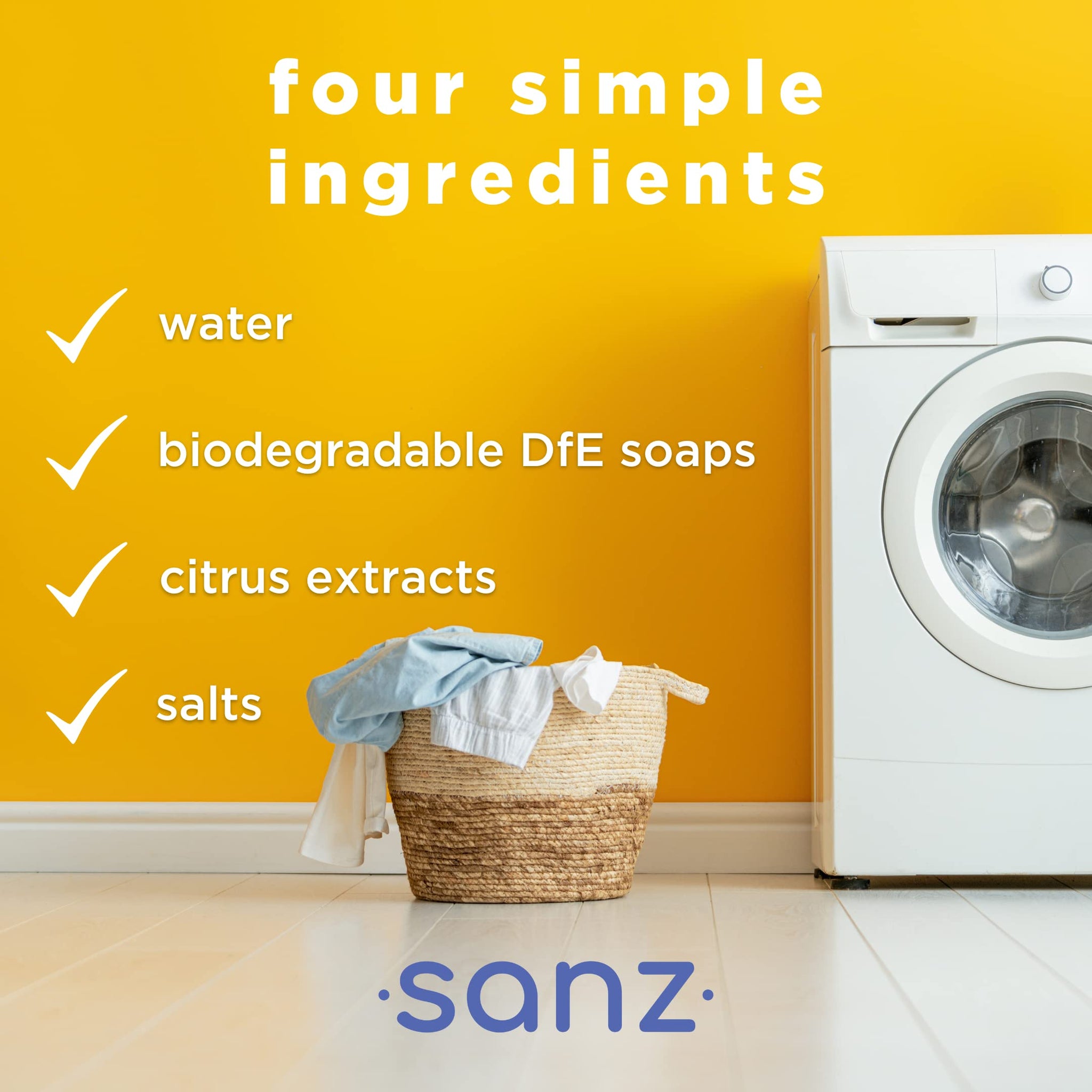 SANZ Hypoallergenic and Biodegradable Laundry Detergent - Outperforms Leading Brands*, Free and Clear, 64 Loads