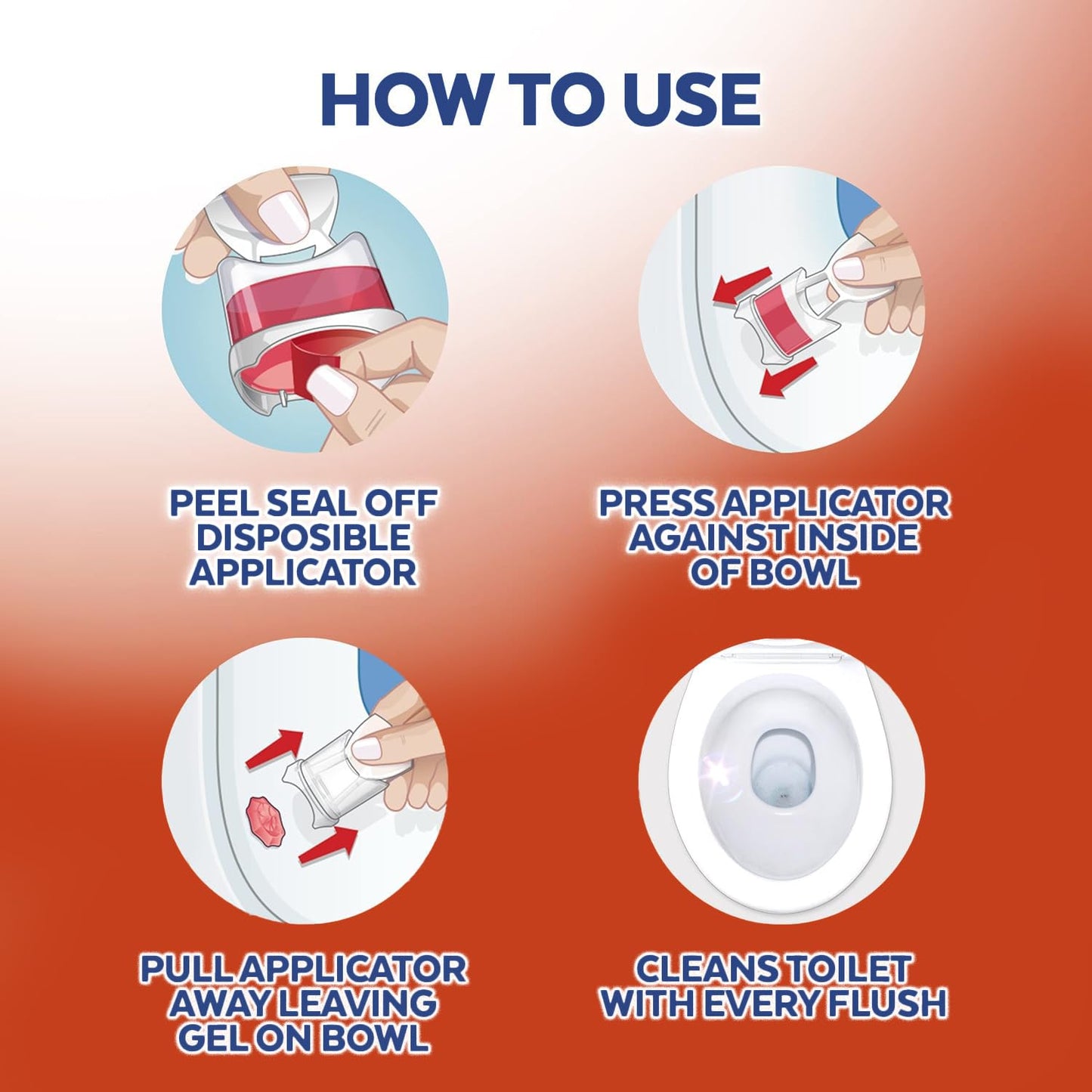 Lysol Click Gel Automatic Toilet Bowl Cleaner, Toilet Gel Stamp, Toilet Freshener, Bathroom Essentials, Refreshing Mango & Hibiscus Scent, 6 Count