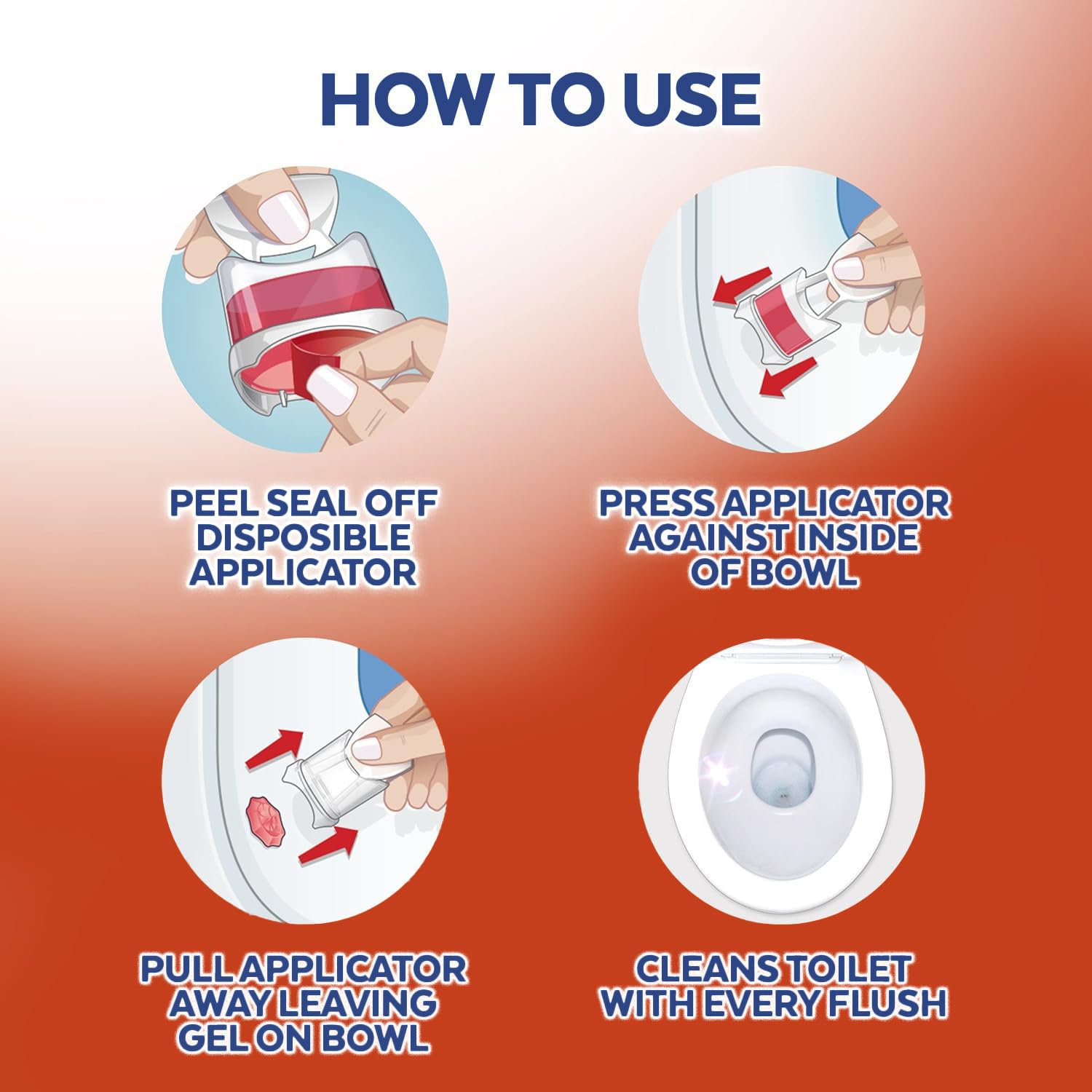 Lysol Click Gel Automatic Toilet Bowl Cleaner, Toilet Gel Stamp, Toilet Freshener, Bathroom Essentials, Refreshing Mango & Hibiscus Scent, 6 Count