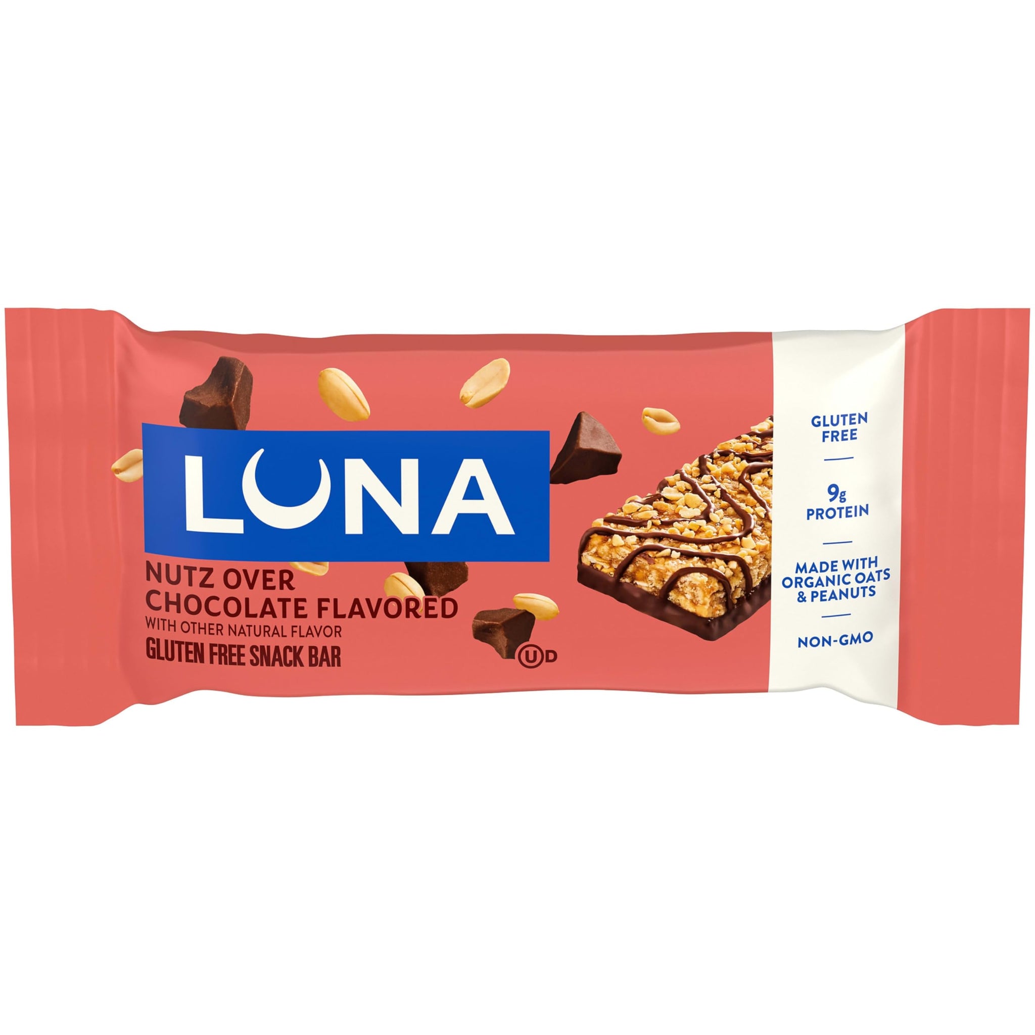 LUNA Bar - Nutz Over Chocolate Flavor - Snack Bars - Non-GMO - Gluten-Free Protein Bars - Made with Organic Oats (1 Count)