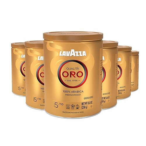 Lavazza Qualità Oro Ground Coffee, Medium Roast, 100% Arabica, 8.8 oz Tin (Pack of 6)