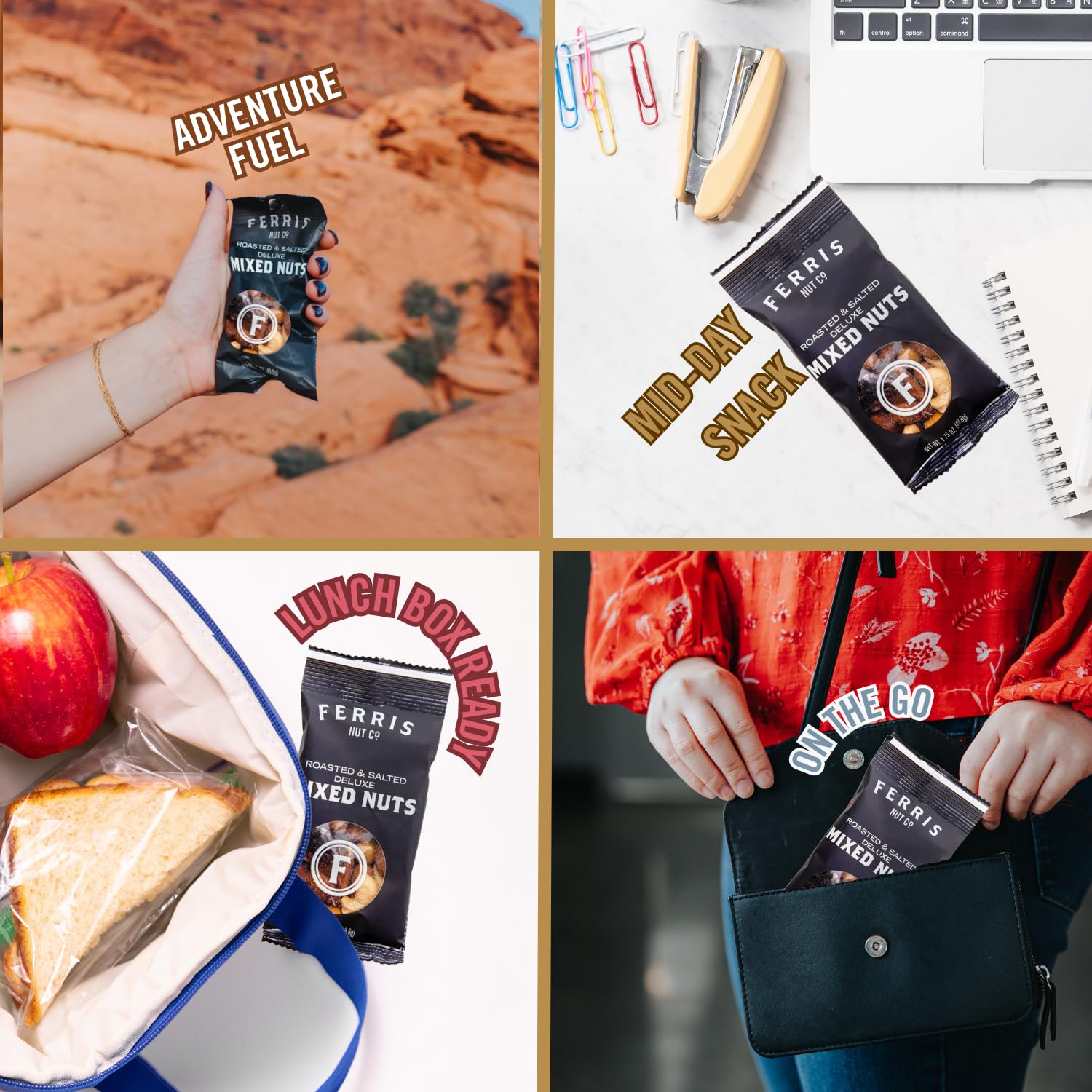 Ferris Coffee & Nut Co. Roasted & Salted Cashews - Individually Wrapped Snack Packs - Healthy Snacking Nuts for Trail Mix, Keto, Office, Travel - Pack