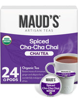 Maud's Organic Chai Tea Pods, 24 ct, Single Serve Tea Pods - 100% Gourmet Blended Tea Leaves, Compatible with Keurig K Cups Maker