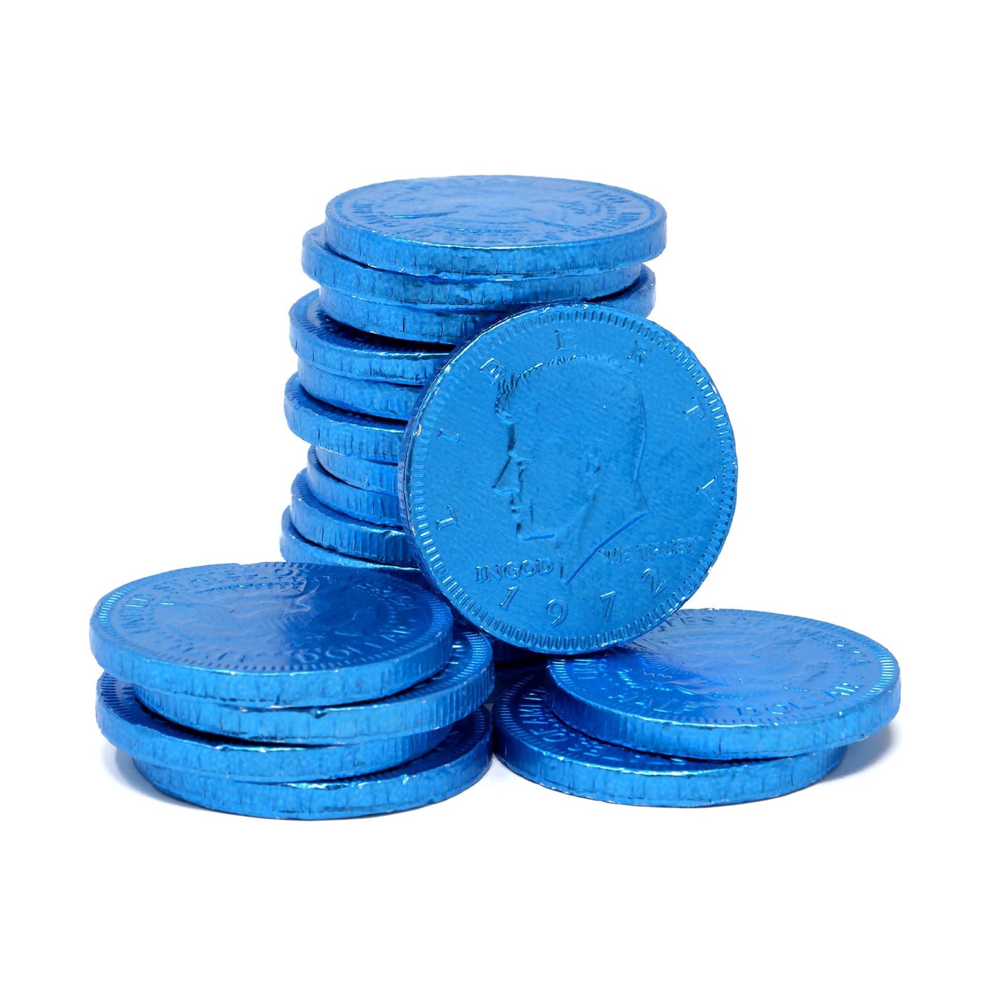 Fort Knox Caribbean Blue Milk Chocolate Coins - 1 LB Mesh Bag