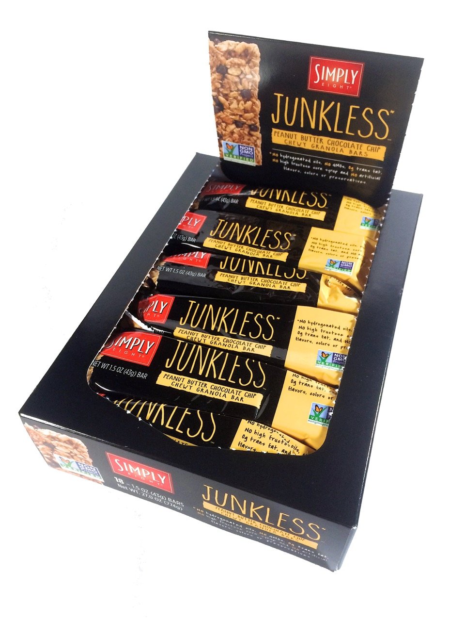 Junkless Chewy Granola Bars, Chocolate Chip, 1.5 oz., 18 Bars