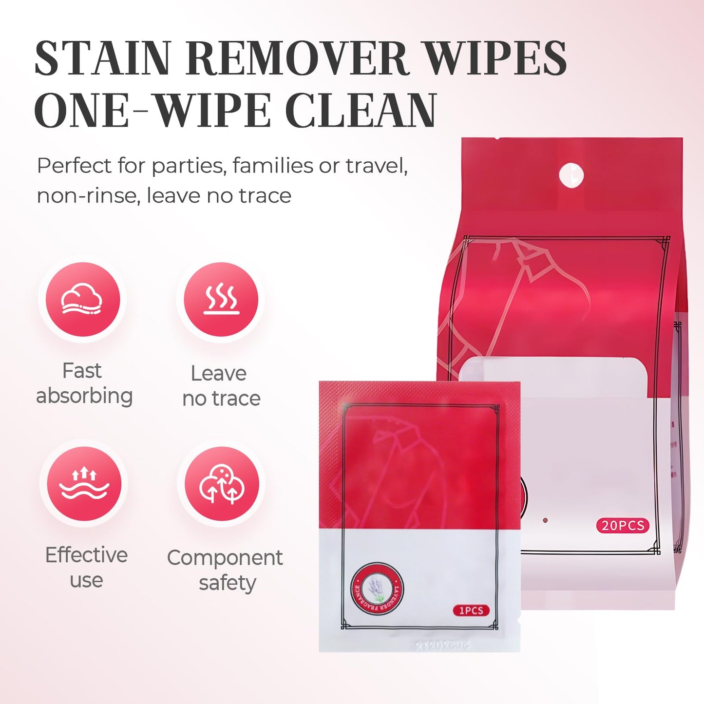 Stain Remover Wet Wipes, 2025 New Portable Clothing Stain Remover Wipes Individually Wrapped Cleaning Wipes for Clothes, Shoes And Bed Sheets Laundry