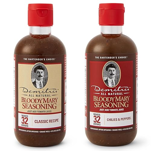 Demitri's Bloody Mary Seasoning Classic Recipe Mix & Chilies and Peppers Bundle, Concentrated Drink Mixers, Perfect for Home Brunch Parties