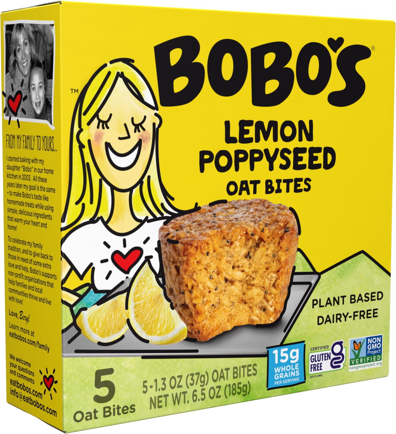 Bobo's Oat Bites Fruit Bites Variety - 15 Apple Pie & 15 Lemon Poppyseed, Whole Grain Oats, Plant Based, Non-GMO, Gluten Free Breakfast Bars, Healthy