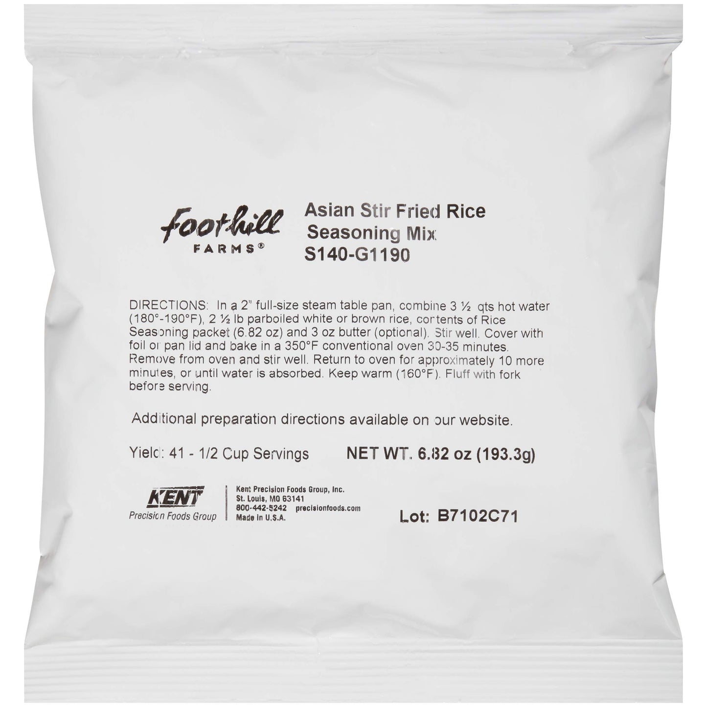 Foothill Farms Asian Style Stir Fried Rice Seasoning Mix, Blend of Soy Sauce, Garlic, Ginger & Onion, Compliments Both White & Whole Grain Brown Rice