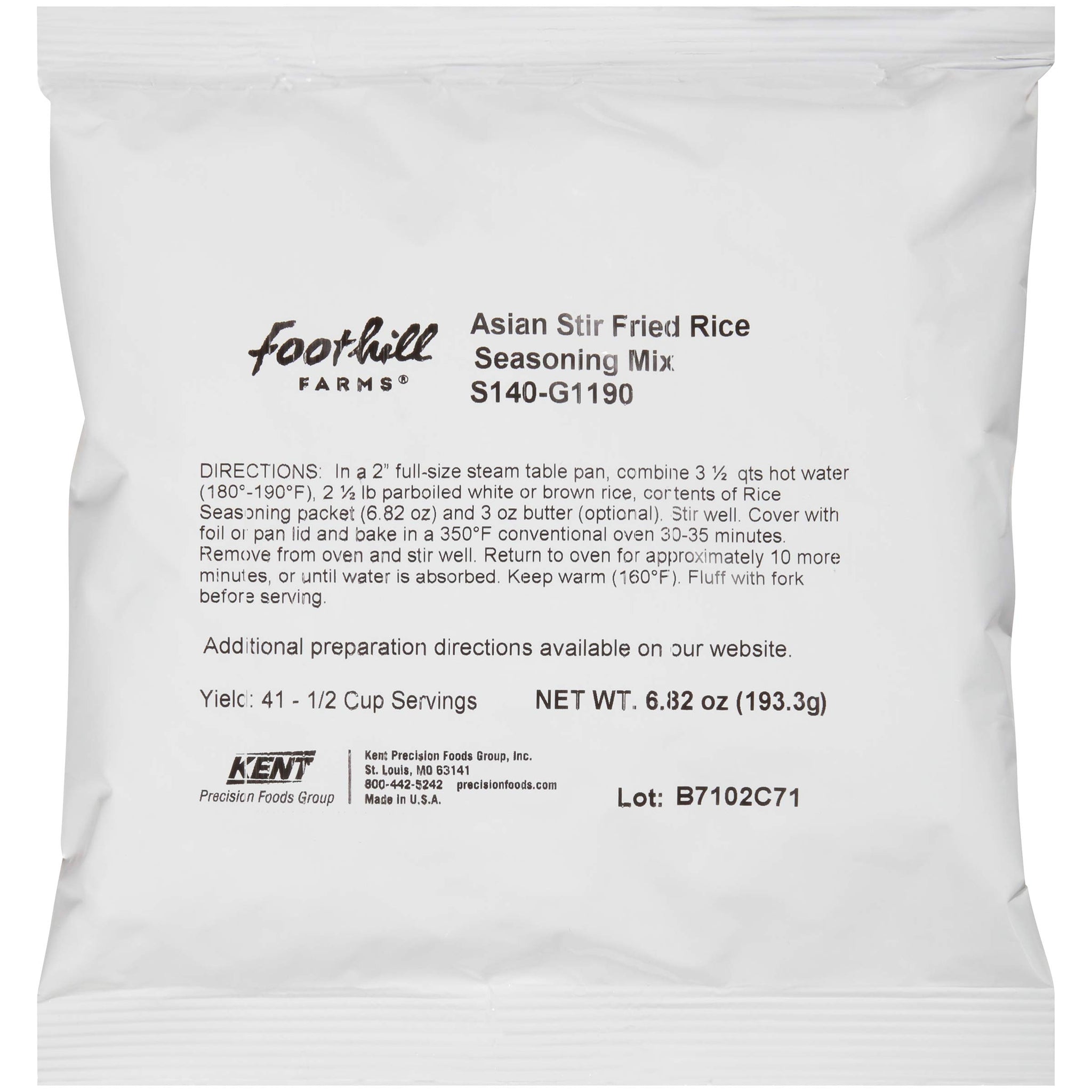 Foothill Farms Asian Style Stir Fried Rice Seasoning Mix, Blend of Soy Sauce, Garlic, Ginger & Onion, Compliments Both White & Whole Grain Brown Rice