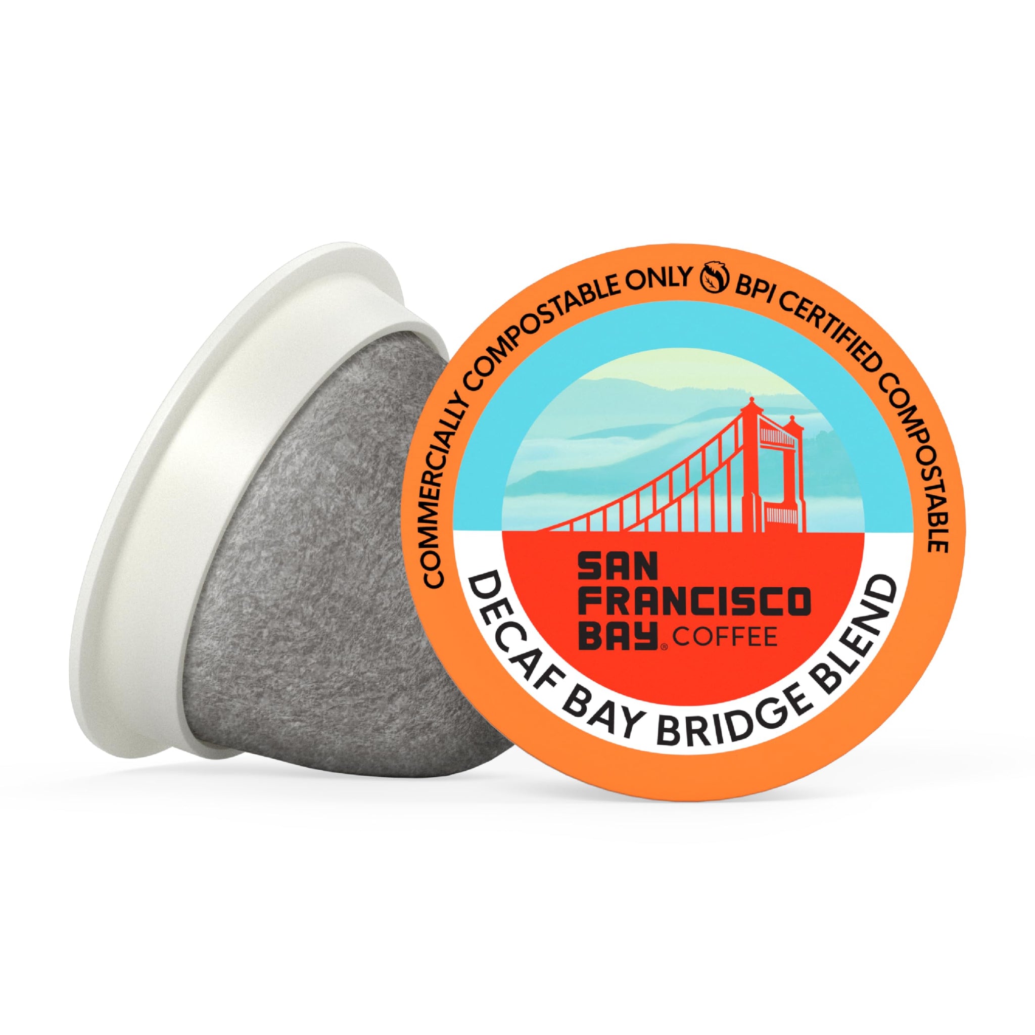 San Francisco Bay Decaf K-Cup Coffee Pods, Decaf Bay Bridge Blend (80 ct), Medium Roast, Commercially Compostable Single-Serve Coffee Pods, Swiss