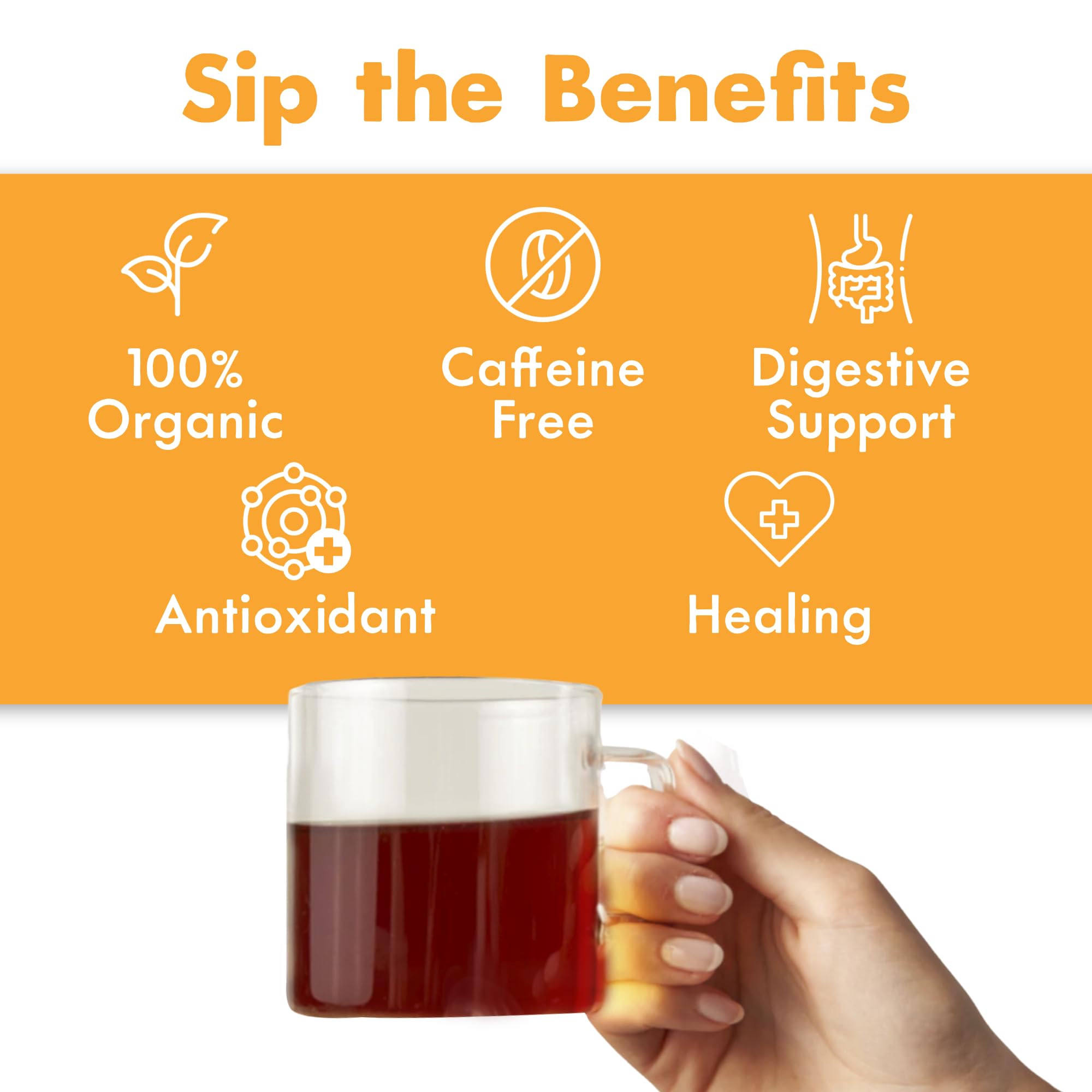 Big Heart Tea Co. Ginger Turmeric Tea, Certified Organic Tea Bags (20 Count) Herbal Caffeine Free Blend with Adaptogenic Tulsi, Peppercorn, Cinnamon