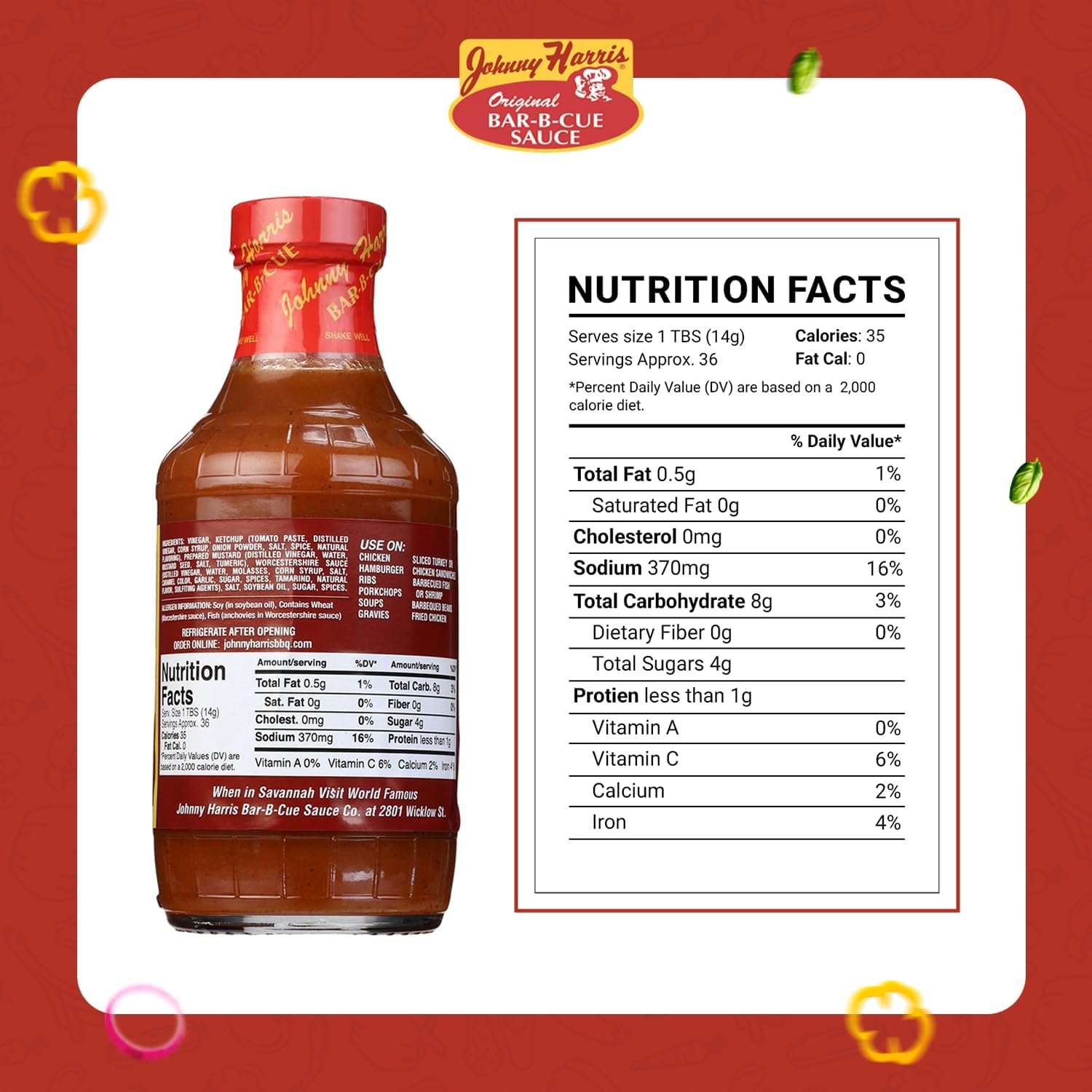 Johnny Harris Hickory Smoked Bar-B-Cue Sauce, Authentic Hickory Smoke BBQ Sauce, Hickory Grilling, Smoked Pork Barbecue Condiment, Gluten-Free