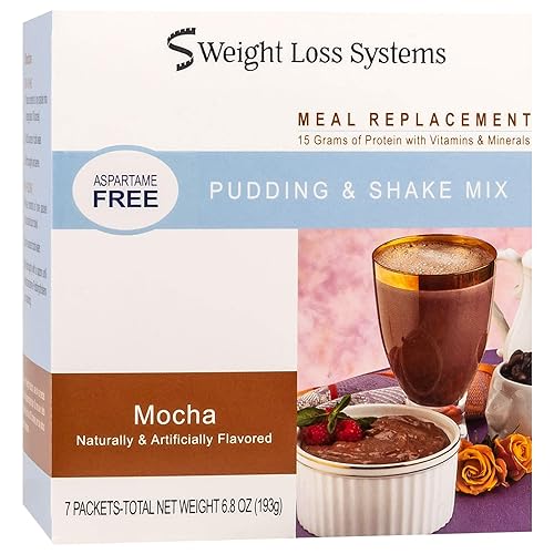 Weight Loss Systems Mocha Aspartame Free Pudding/Shake Mix, 15g Protein, Low Calorie, Low Carb, Low Fat, 7 Serving Box