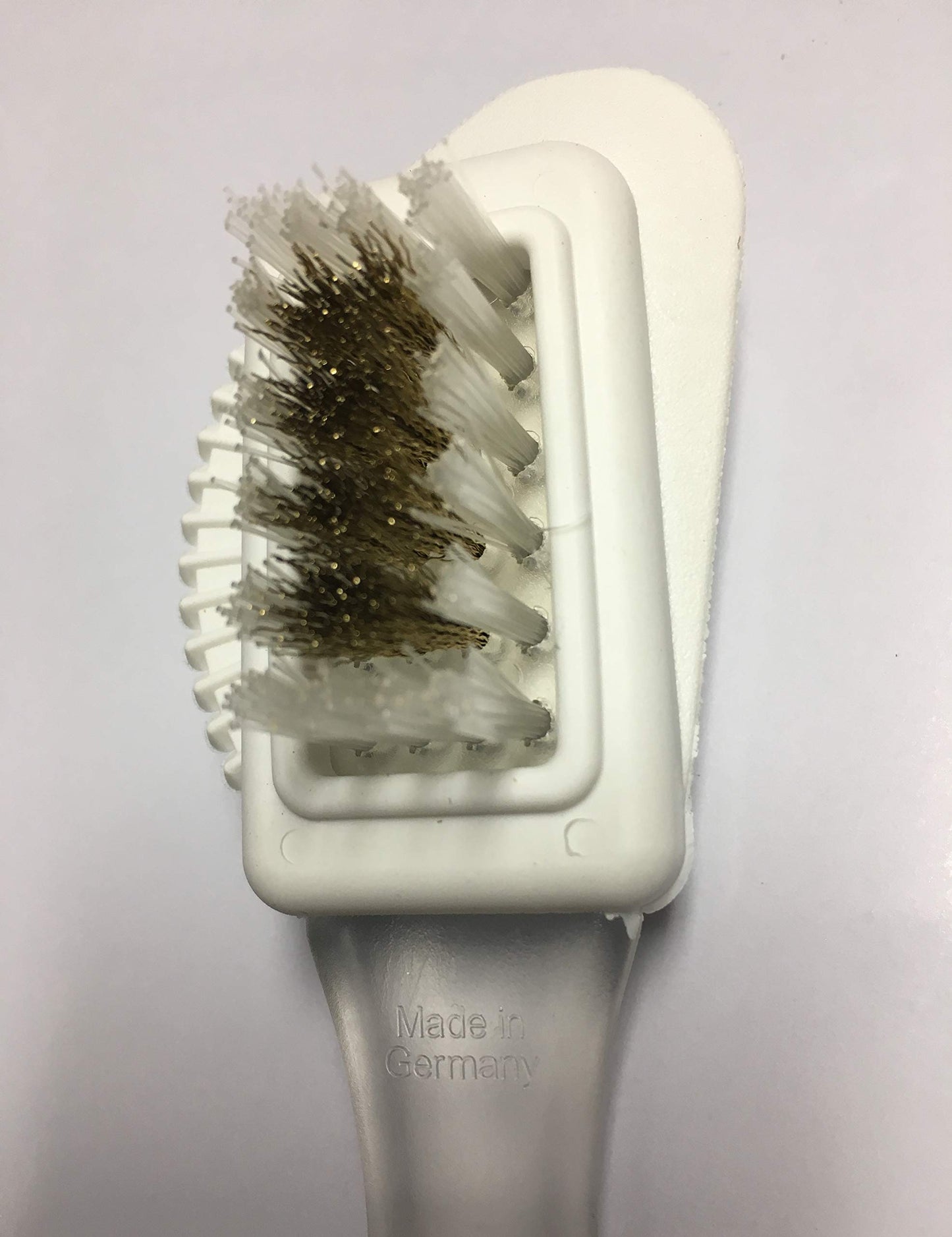 Pedag Suede Shoe Cleaner Brush | Made in Germany | 4-Way Cleaning & Refreshing | Brass & Nylon Bristles + Rubber | for Suede Nubuck & Velvet Shoes