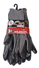 Grease Monkey Nitrile Coated 3Pk, Grey/Black, Large