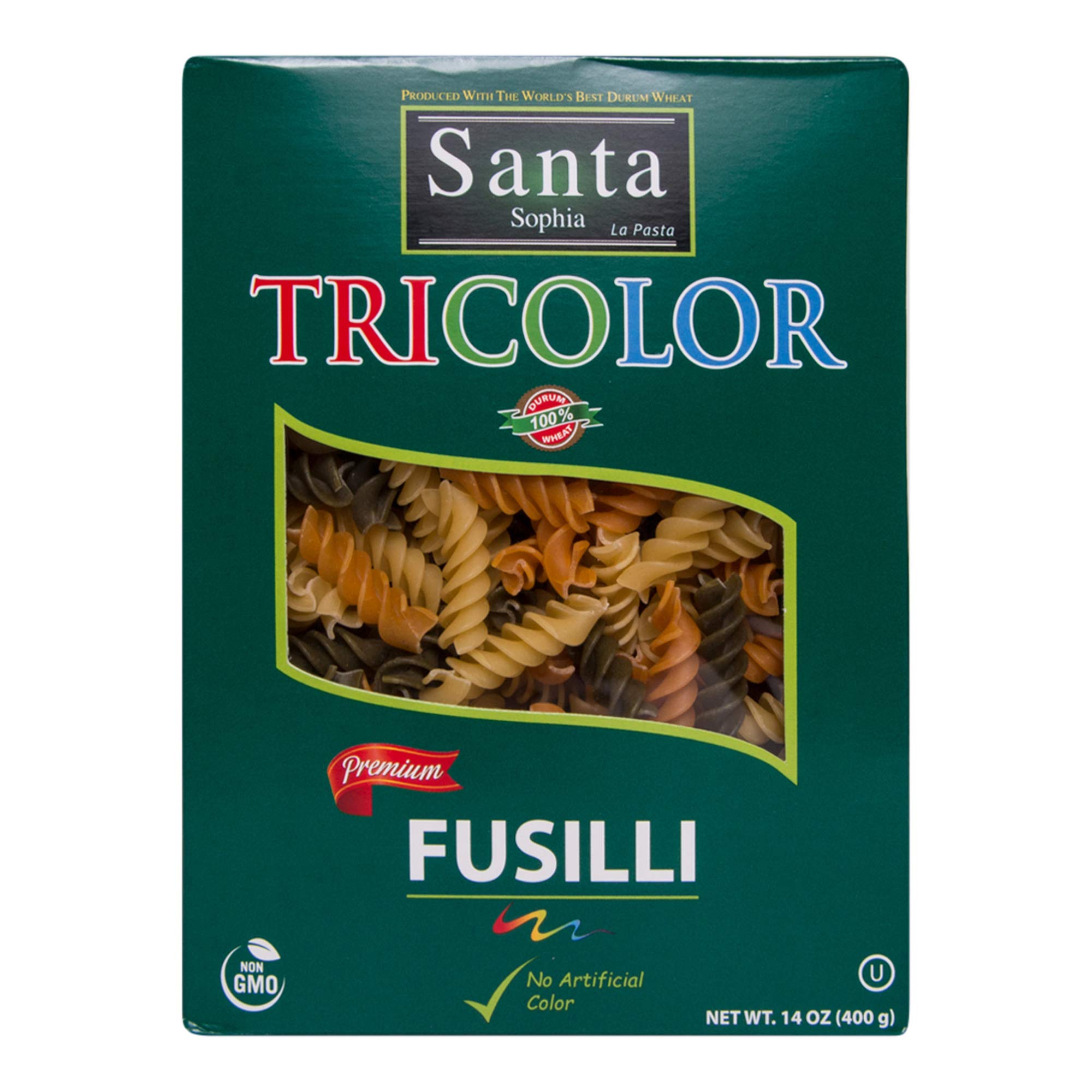 Santa Sophia Pasta - Tricolor Fusilli, 14 Ounce (Pack of 2)