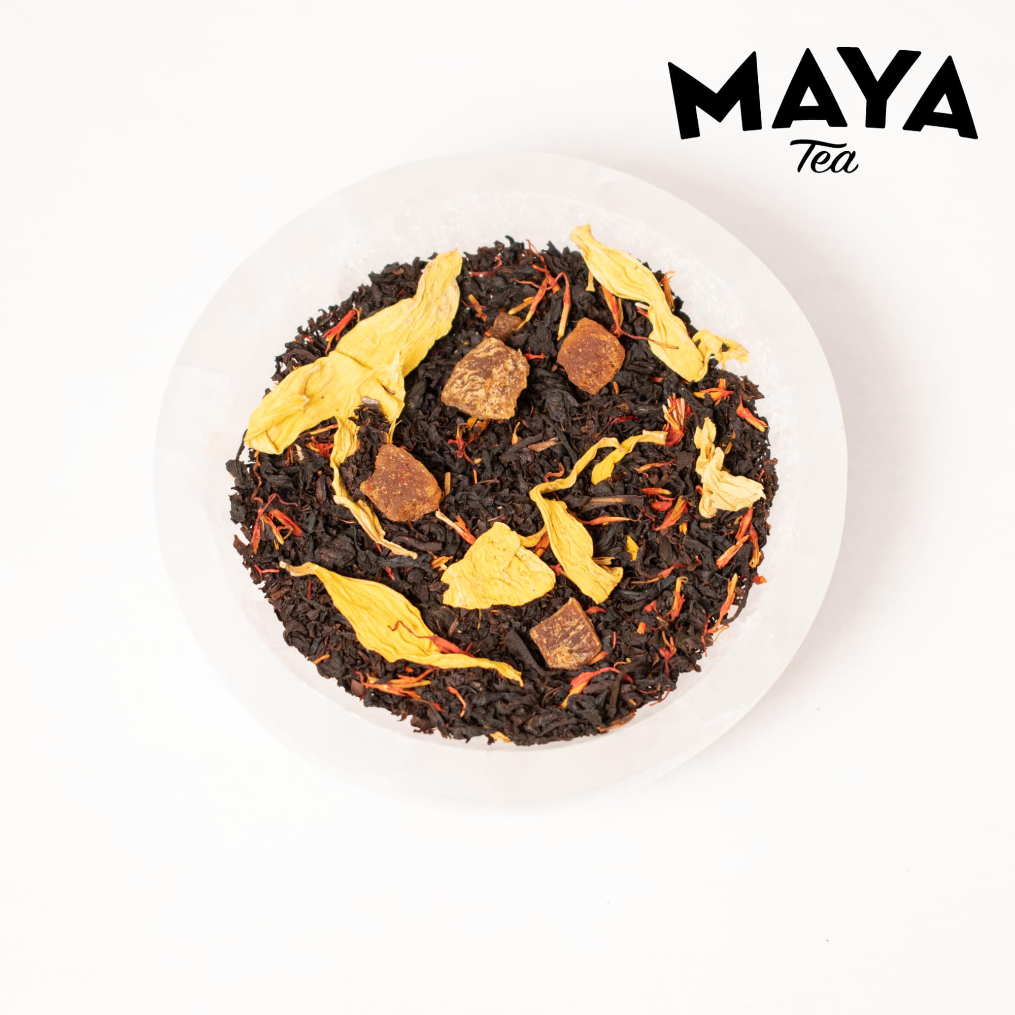 Maya Tea Apricot Black Tea, Premium Loose Leaf Tea, Natural Caffeine, Make Hot or Iced Brews Up to 22 Cups, 2 Ounce Resealable Pouch