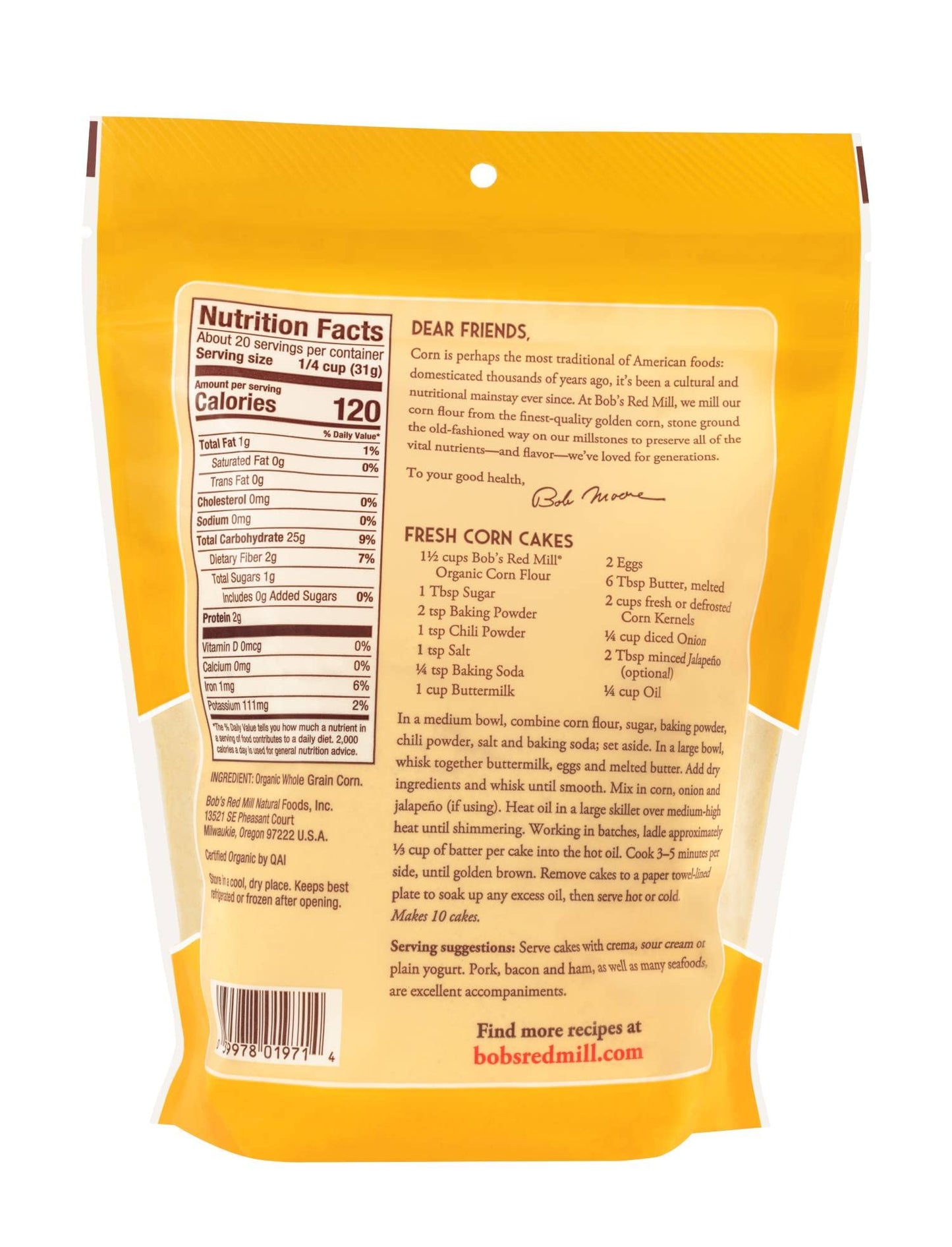 Bob's Red Mill Organic Corn Flour, 22 Oz