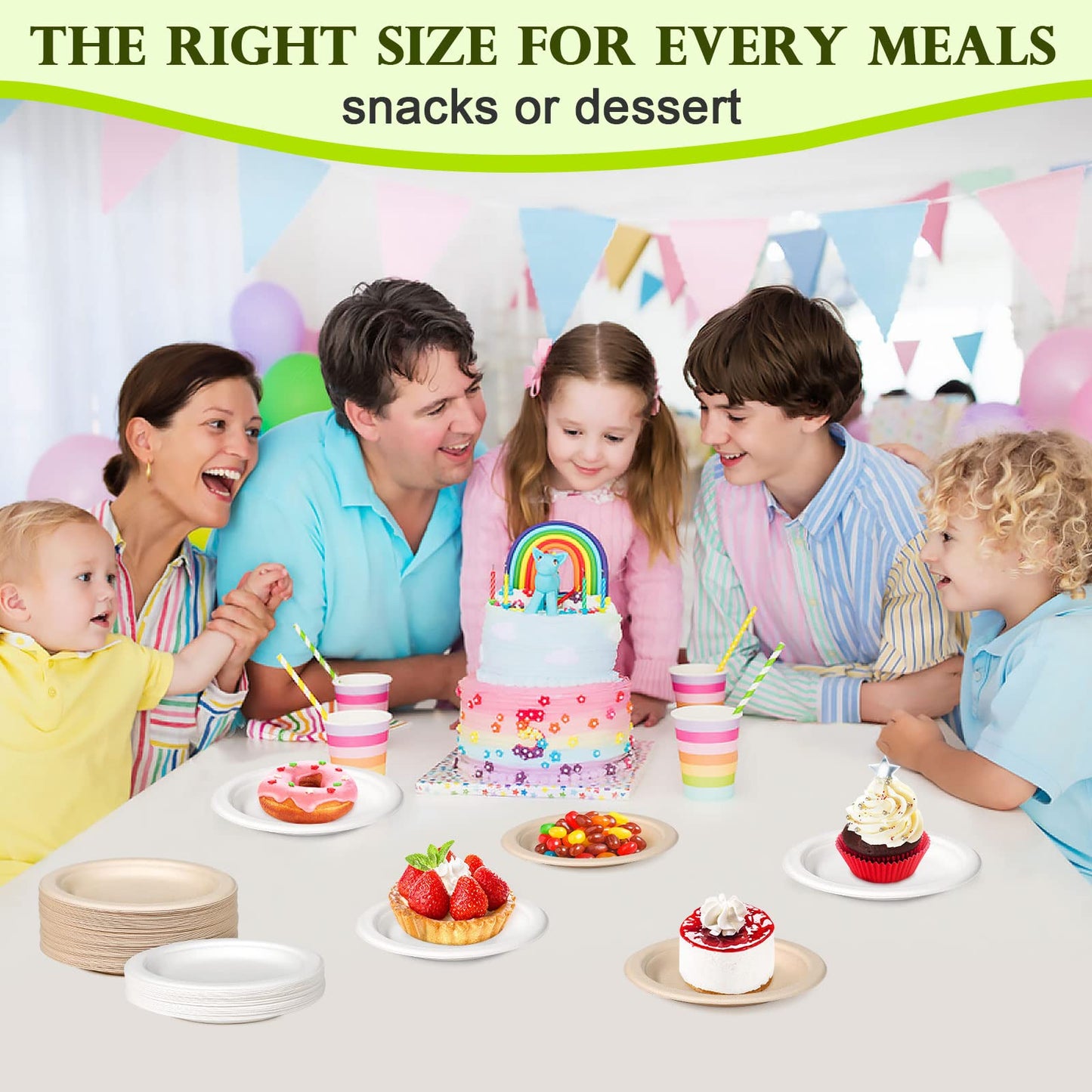 GREENESAGE Small Paper Plates 6 inch, Compostable Eco Friendly Disposable Plates for Appetizer, Cake, Dessert, Brown