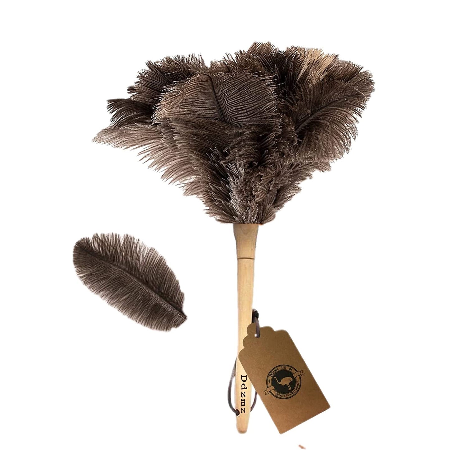 Ostrich Feather Duster for Cleaning-Furniture Dusters with Handle Ddzmz Hand Duster with Fluffy Natural Genuine Feather Reusable Household Duster