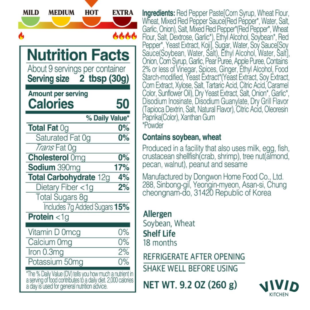 VIVID KITCHEN Gochujang Sauce - Korean Fermented Chili Paste Fusion - 8.6 oz Bottle - Authentic, Bold & Spicy Flavor - No MSG or Preservatives - Ideal