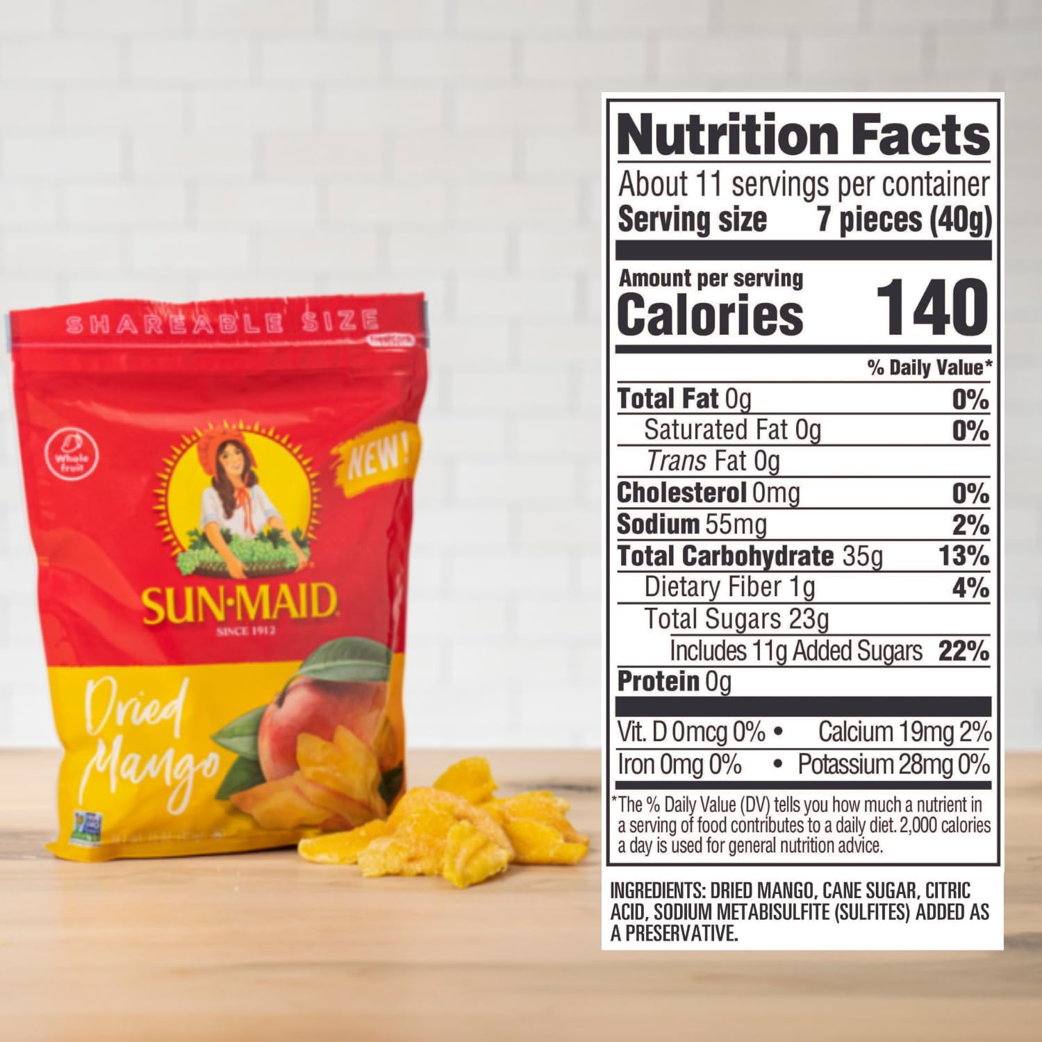 Sun-Maid Dried Mango Slices - 15 oz Resealable Bag - Sweetened with Cane Sugar - Dried Fruit Snack for Lunches, Holiday Snacks, and Charcuterie Boards