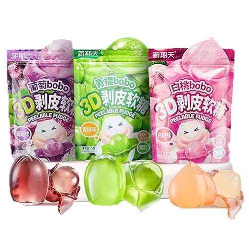 Peelable Crystal Fruit Gummy Candy - 4d 50% Real Juice Content Fudge Candies, Individually Wrapped Assorted Flavors Chewy Gummies Fun Soft Sweets