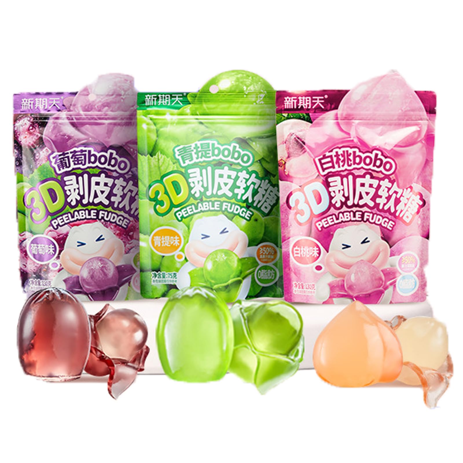 Peelable Crystal Fruit Gummy Candy - 4d 50% Real Juice Content Fudge Candies, Individually Wrapped Assorted Flavors Chewy Gummies Fun Soft Sweets