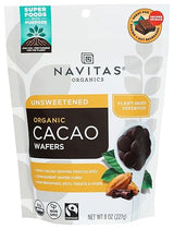 Navitas Organics Cacao Wafers - 100% Cocoa - Baking Chocolate For Hot Cocoa, Brownies, Cakes & More - Easy To Melt & Measure - USDA Organic, Fairtrade, Non GMO, Gluten Free (8oz. Bag, 17 Servings)
