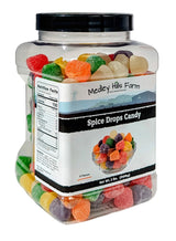 Spice Drops Candy By 2 lbs. in Reusable Container - Assorted Gum drops candy - flavors of cinnamon, clove, anise, spearmint, root beer (sassafras)