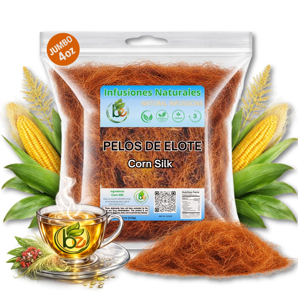 Barbas de Elote Herbal Tea (Cornsilk Tea) - 4 oz Loose Leaf - 100% All-Natural, Wildcrafted, Non-GMO, Gluten-Free - Authentic Mexican Herbal Tea