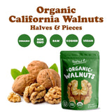 Food to Live Organic California Walnuts Halves & Pieces, 6 Ounces - Non-GMO, Raw, Unsalted, Shelled, Vegan, Kosher, Sirtfood, Bulk Snack. High in