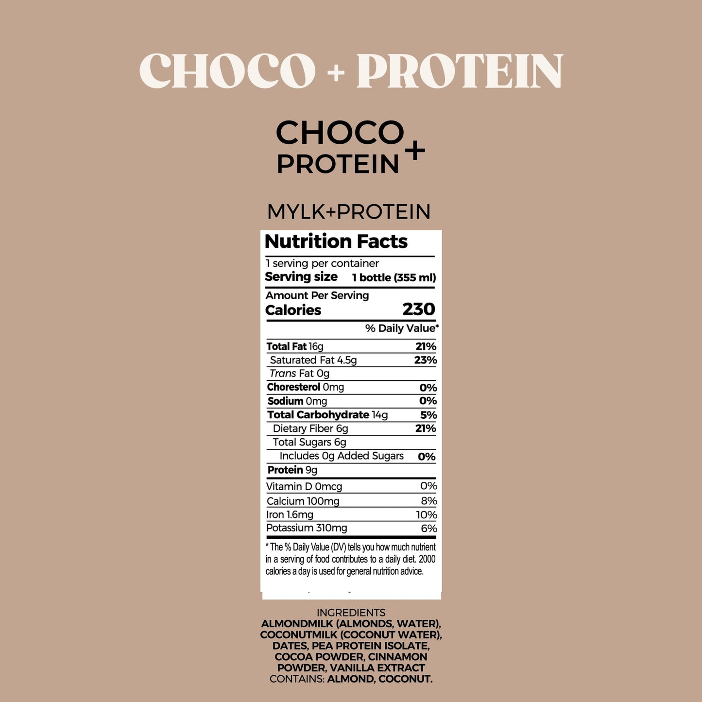PUR Cold-Pressed Juice - Nut Mylk + Daily Protein 18 Pack - Choco - Plant-Based Drink with Almond & Coconut Milk, Dates, Pea Protein, Cocoa, Cinnamon