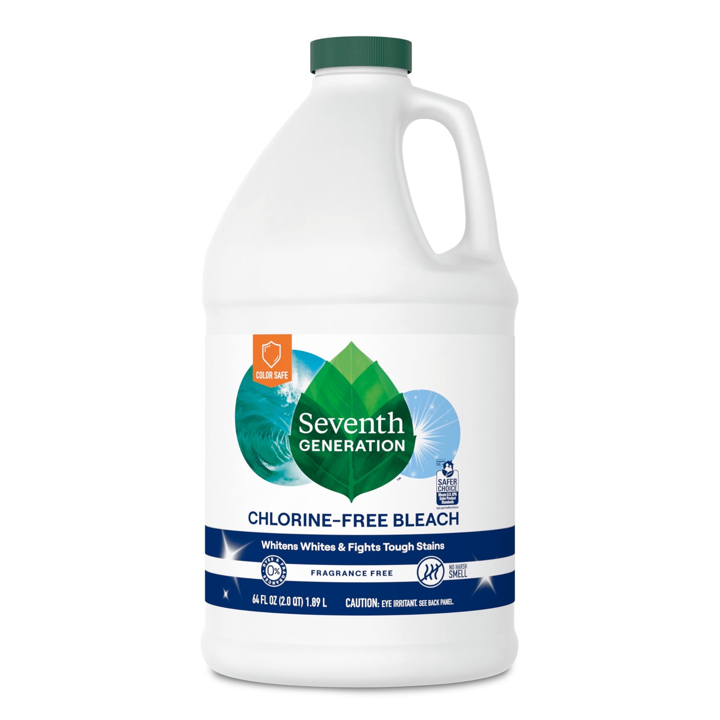 Seventh Generation Non-Chlorine Bleach, 3-in-1 Benefits Fights Stains, Free & Clear, 64 Fl Oz