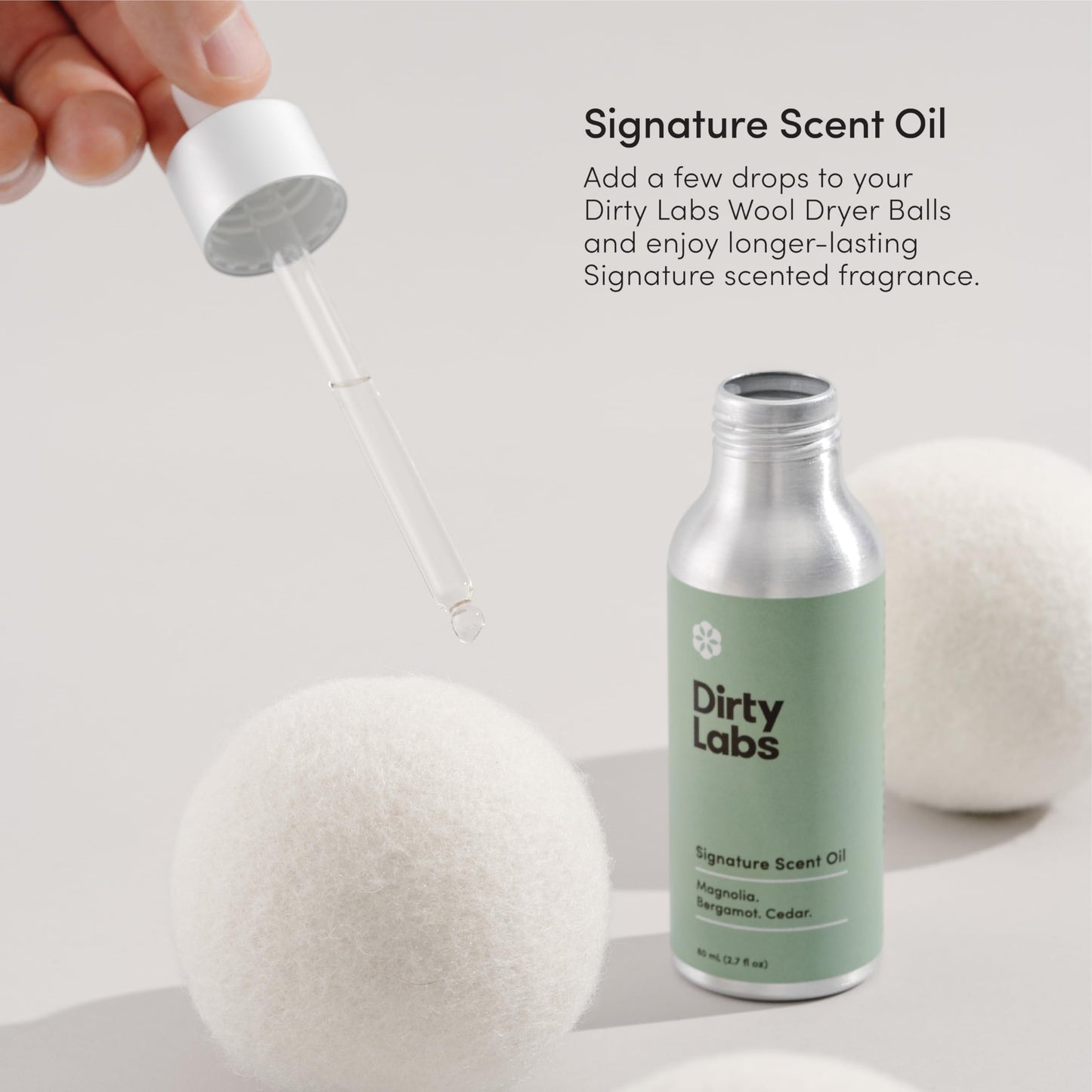 Dirty Labs | Signature Scent | Laundry Fragrance Oil and Glass Dropper | 80mL (2.7 fl oz) | Magnolia, Bergamot, and Cedar Blend | Laundry Scent