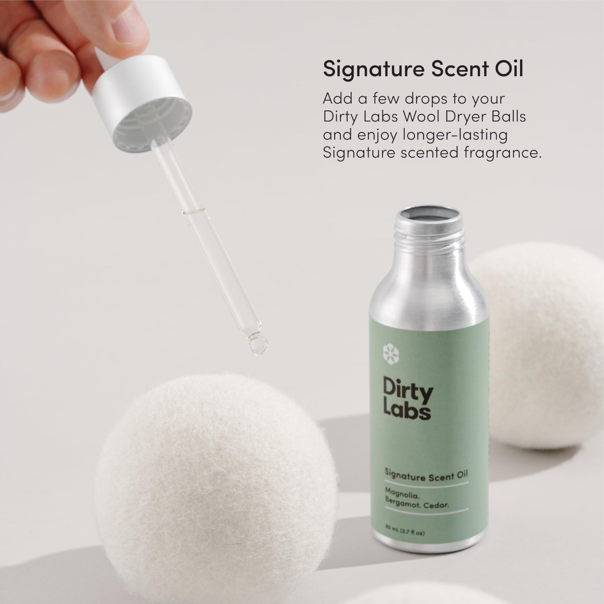 Dirty Labs | Signature Scent | Laundry Fragrance Oil and Glass Dropper | 80mL (2.7 fl oz) | Magnolia, Bergamot, and Cedar Blend | Laundry Scent