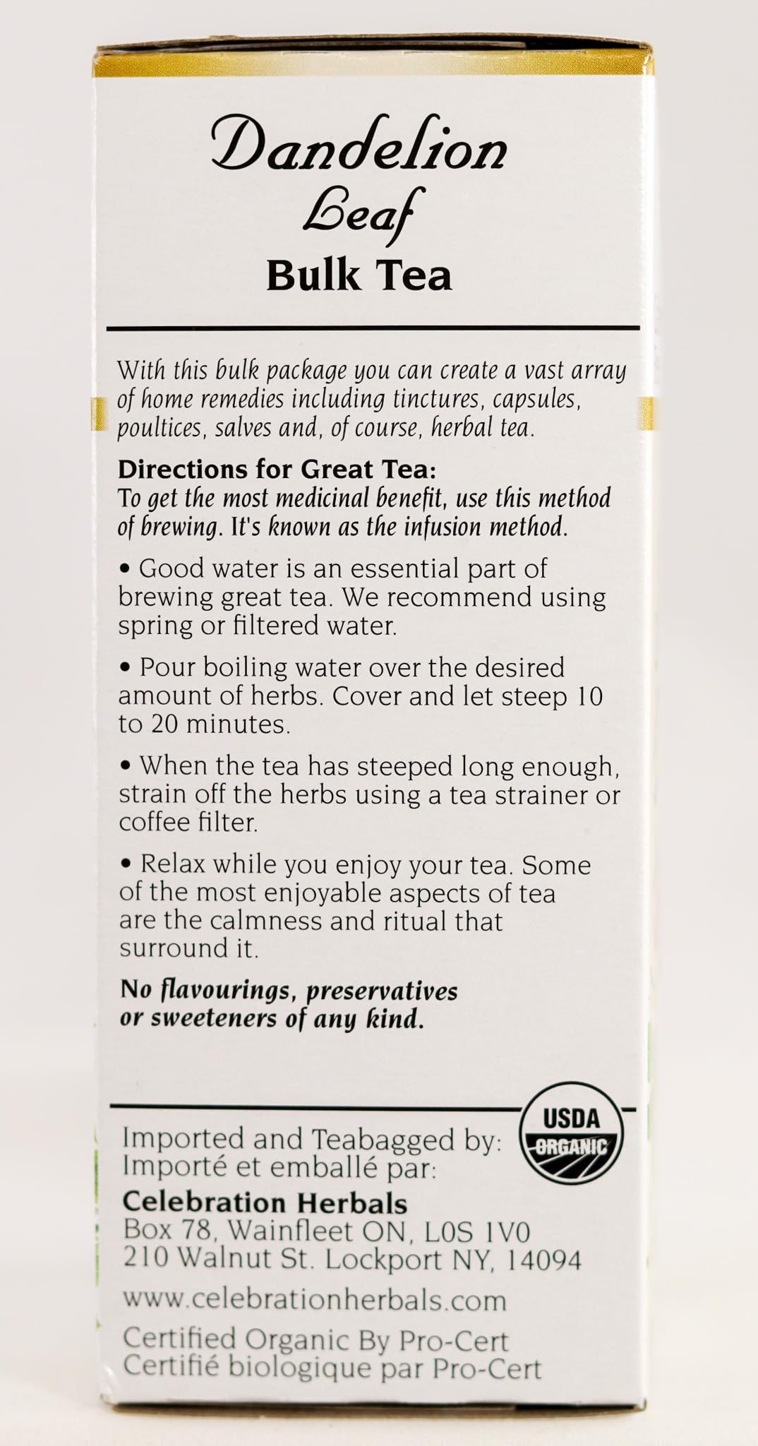 Celebration Herbals Dandelion Leaf Tea Organic Loose Pack