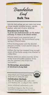 Celebration Herbals Dandelion Leaf Tea Organic Loose Pack