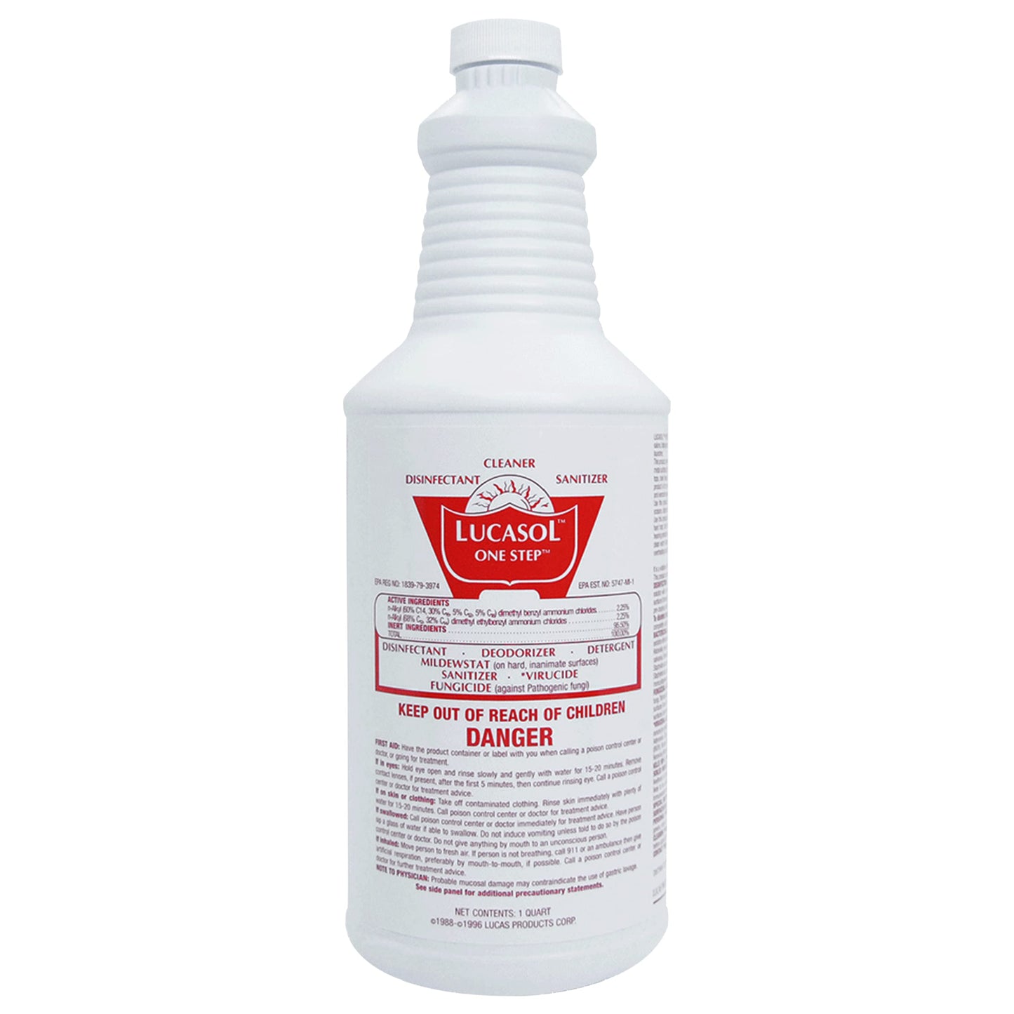 Lucasol One Step Disinfectant, 1 Quart (32 Ounce), All Purpose Cleaner Spray For Hospitals, Barber Supplies, Household Essentials, School, Salons
