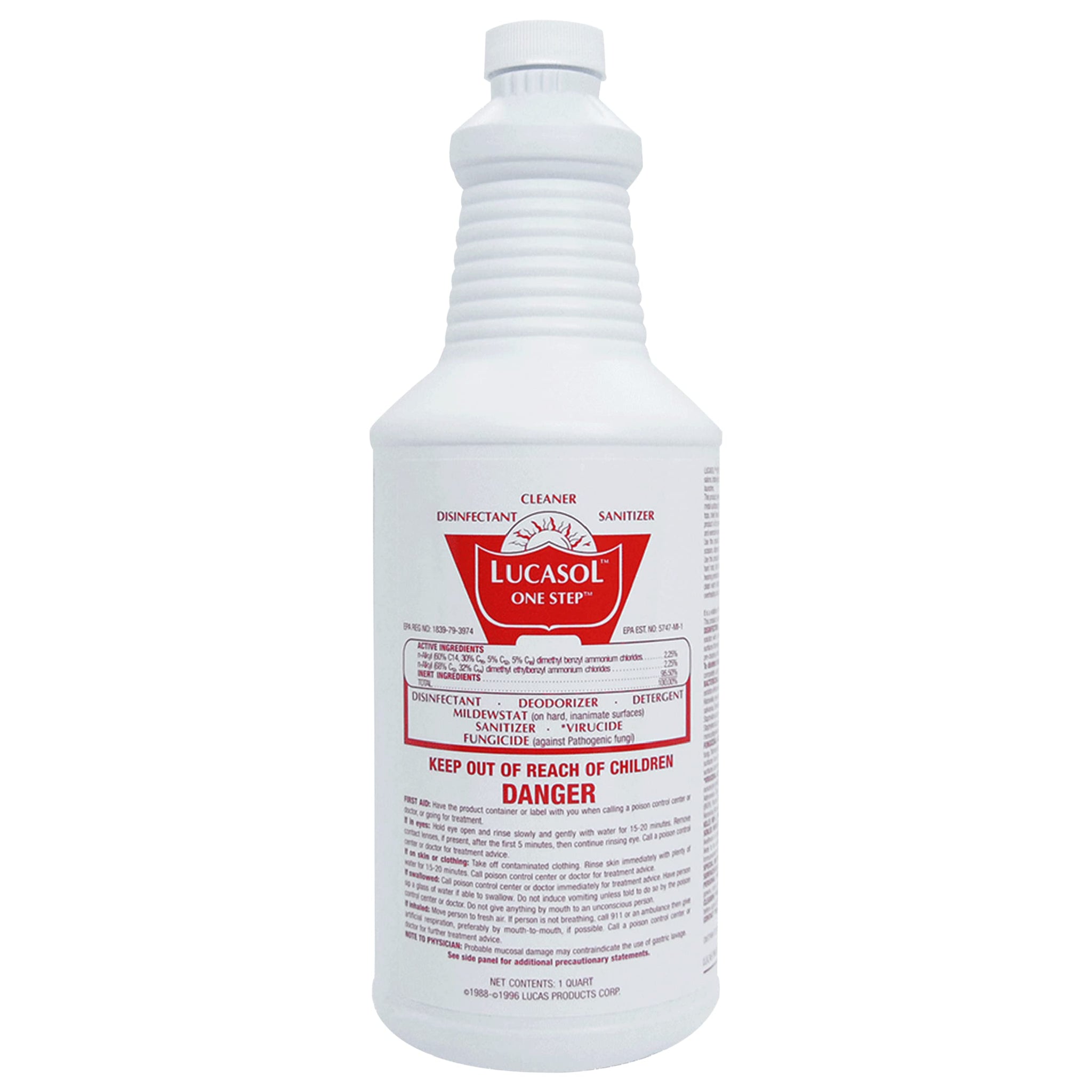 Lucasol One Step Disinfectant, 1 Quart (32 Ounce), All Purpose Cleaner Spray For Hospitals, Barber Supplies, Household Essentials, School, Salons