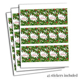 Holiday Holly and Pine Miniature Chocolate Candy Bar Sticker Wrappers, 45 Wrap Around Labels Sized 1.4" x 2.6" by AmandaCreation, Great for Holiday