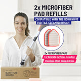 Moku Home Replacement Microfiber Pad for Moku Home Extendable Tub Tile Shower Scrubber for Cleaning Non-Scratch (2X Microfiber Pad Red)